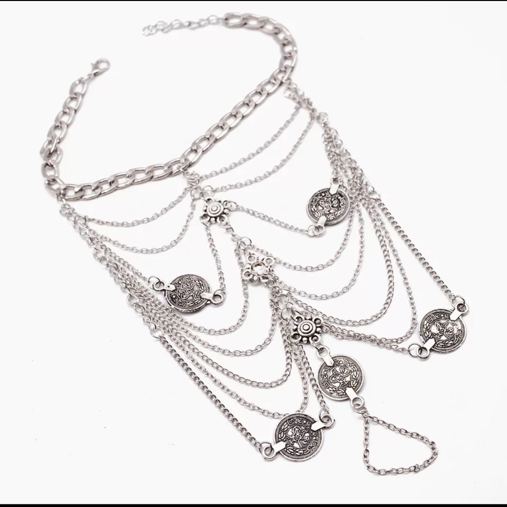 Boho Gypsy Anklet / Foot Jewelry Silver - Picture 4 of 5